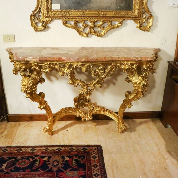 ♦ Consolle in legno dorato