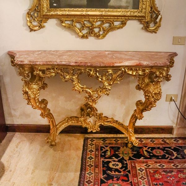 ♦ Consolle in legno dorato