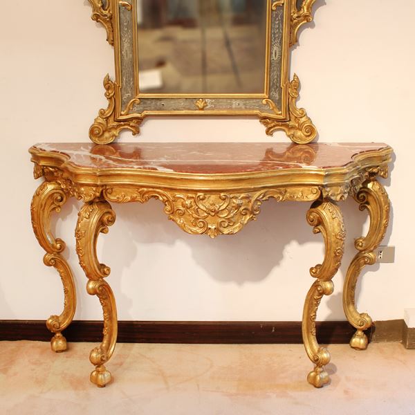 ♦ Consolle in legno dorato