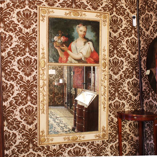 Specchiera in legno laccato e dorato