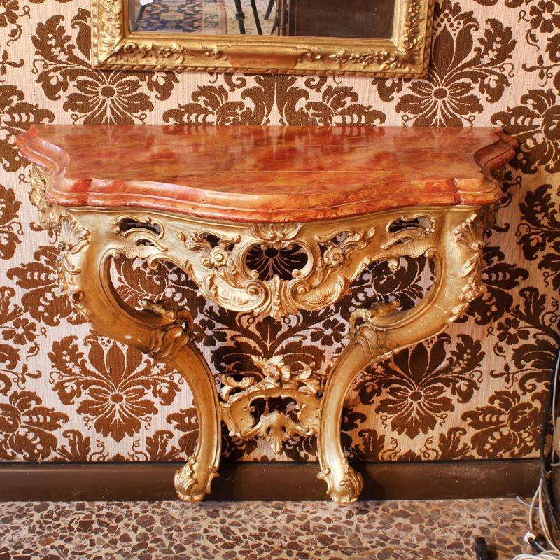 ♦ Consolle da parete  (Italia, XX sec.)  - Asta Gli Arredi di Villa "Le Marchesane" - San Luca Casa d'Aste