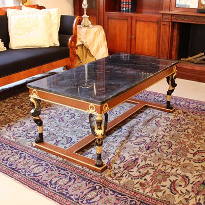 ♦ Tavolo da Salotto in Legno e Legno Dorato