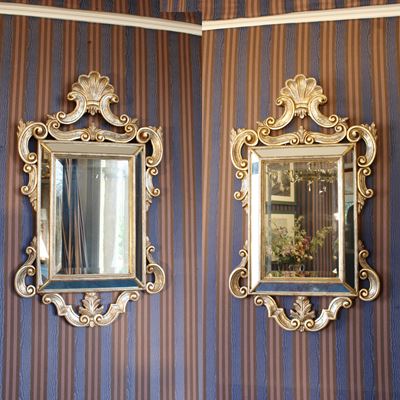 ♦ Coppia di Specchiere in Legno Argentato