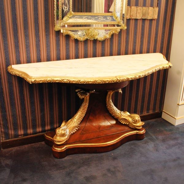 ♦ Consolle in legno e legno dorato