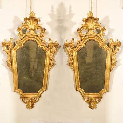 Coppia di Specchierine in Legno Dorato