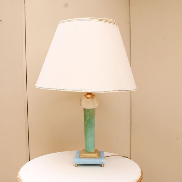 Lampada da tavolo in alabastro policromo