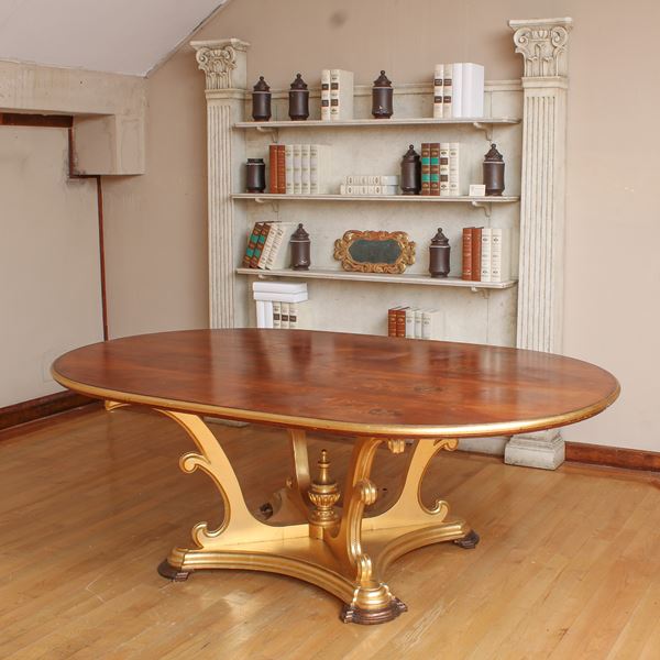 ♦ Tavolo in legno e legno dorato