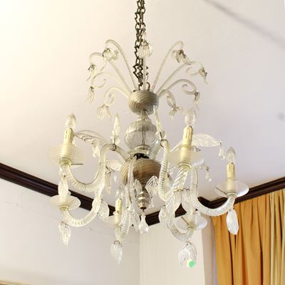 Lampadario a Sei Luci in Vetro di Murano