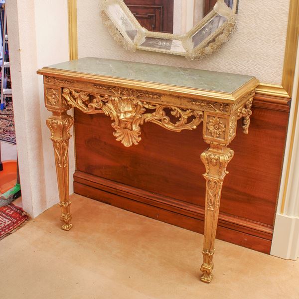♦ Consolle in legno dorato