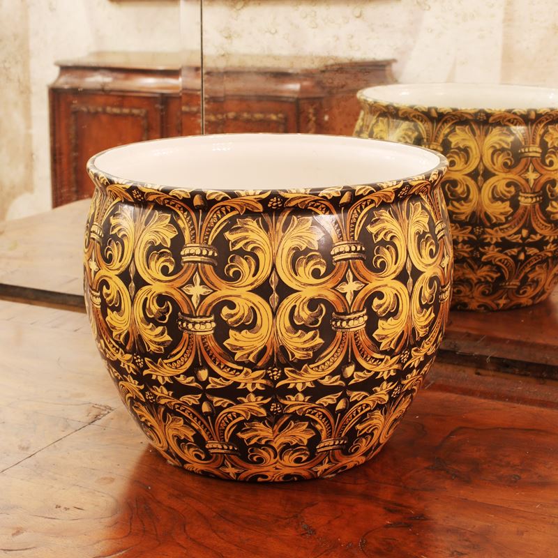 Cachepot in porcellana  (Italia, XX sec.)  - Asta Gli Arredi di Villa "Le Marchesane" - San Luca Casa d'Aste