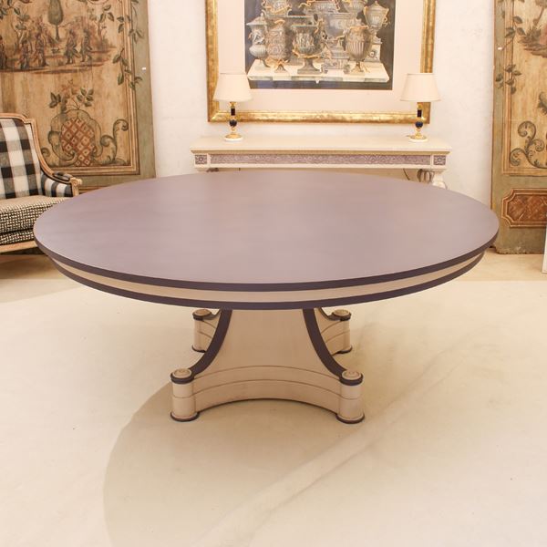 ♦ Tavolo in legno laccato antracite e beige