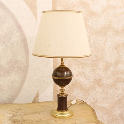 Lampada da Tavolo in Bronzo Dorato e Brunito