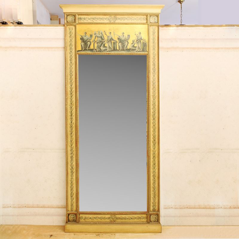 ♦ Specchiera in legno laccato e dorato  (Italia, XX sec.)  - Asta Gli Arredi di Villa "Le Marchesane" - San Luca Casa d'Aste