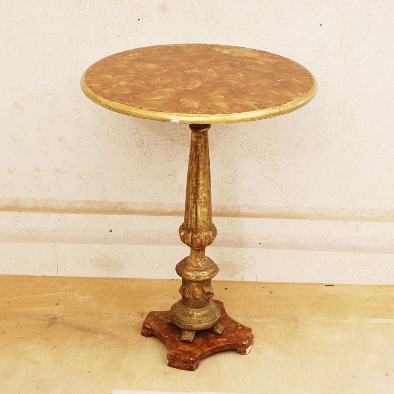♦ Gueridon in legno laccato e dorato  (Italia, XX sec.)  - Asta Gli Arredi di Villa "Le Marchesane" - San Luca Casa d'Aste