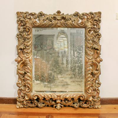 ♦ Specchiera in Legno Dorato e Patinato