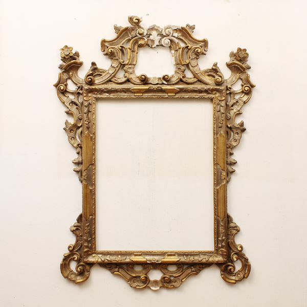 ♦ Specchiera in legno dorato e argentato