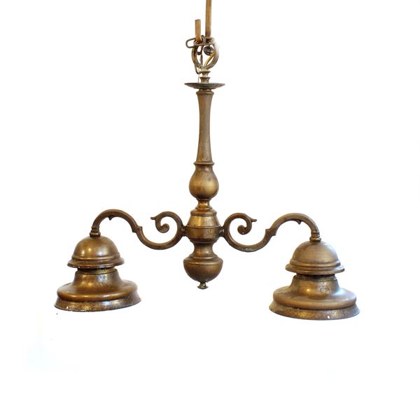Lampada a due luci in ottone