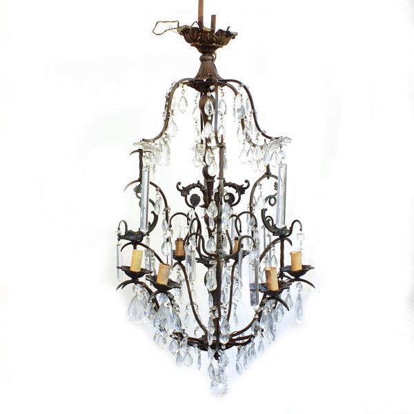 Lampadario a sei luci in ottone