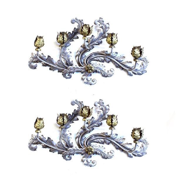 Coppia di appliques a cinque luci