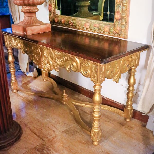 ♦ Consolle in legno e legno dorato