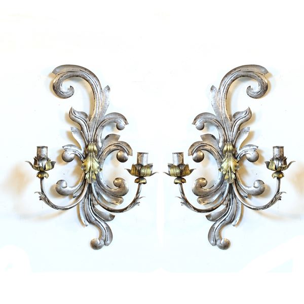 Coppia di appliques a due luci