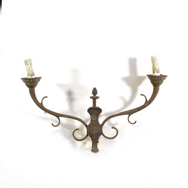Applique a due luci in ottone