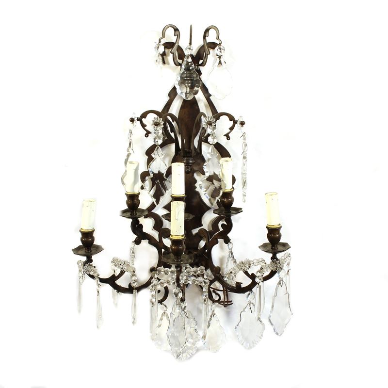 Coppia di appliques a sei luci in ottone  (Italia, XX sec.)  - Asta Illuminazione e decorazione per interni - San Luca Casa d'Aste