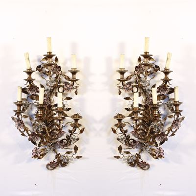 Coppia di Appliques a Sette Luci