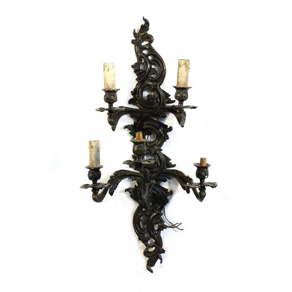 Applique a cinque luci in bronzo