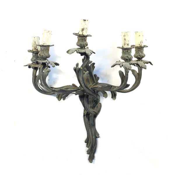 Applique a cinque luci in bronzo