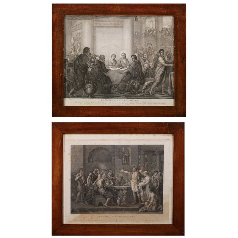 Due litografie entro cornici  (XIX sec.)  - Asta Gli Arredi di Villa "Le Marchesane" - San Luca Casa d'Aste