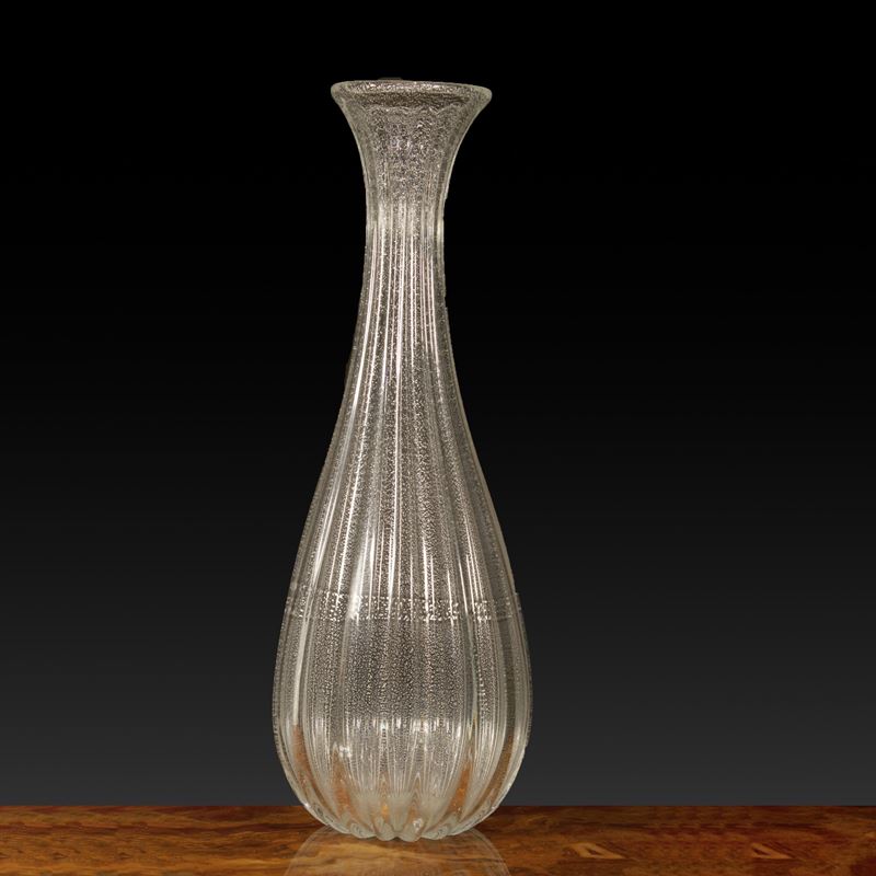 Vaso in vetro trasparente  (Murano, XX sec.)  - Asta Gli Arredi di Villa "Le Marchesane" - San Luca Casa d'Aste