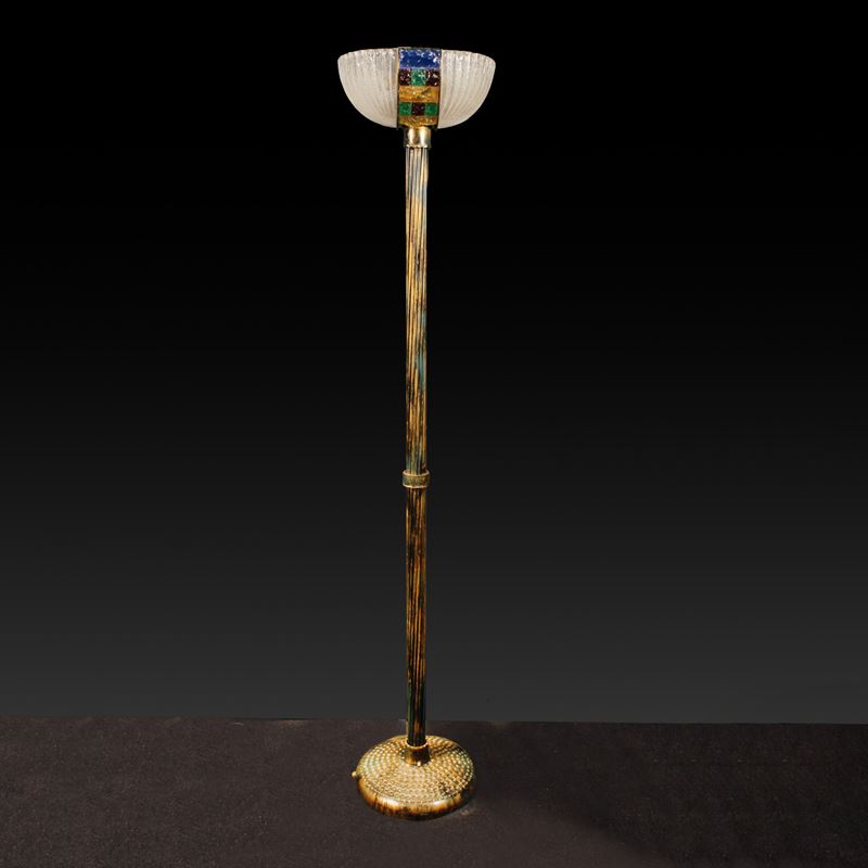 Piantana in metallo e vetro  (Murano, XX sec.)  - Asta Gli Arredi di Villa "Le Marchesane" - San Luca Casa d'Aste