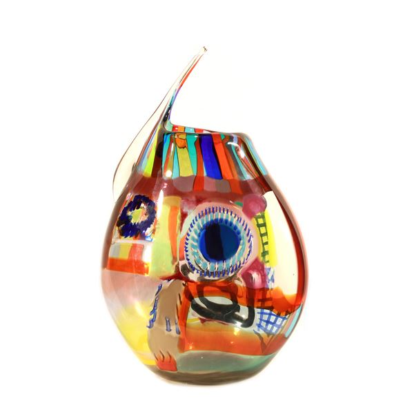Vaso in vetro policromo