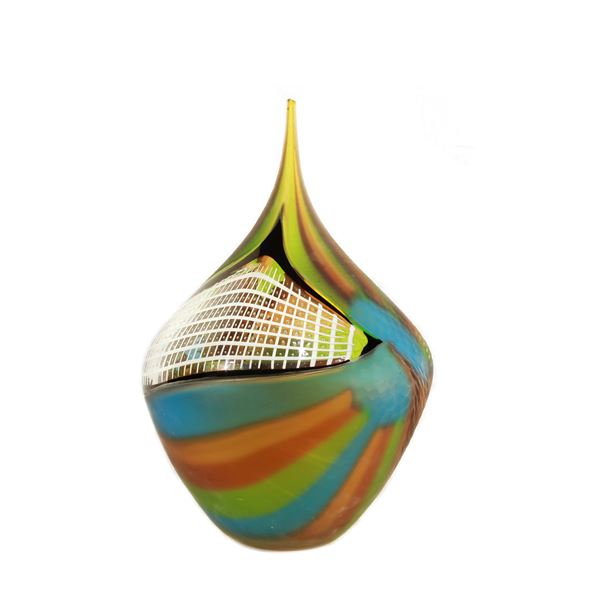 Vaso in vetro policromo