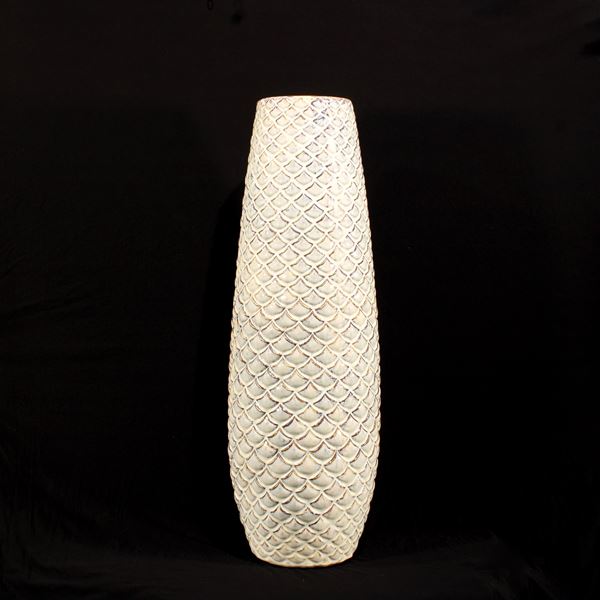 Vaso in ceramica smaltata bianca