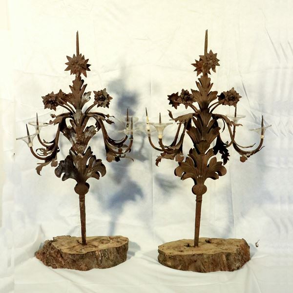 Coppia di candelabri a quattro bracci