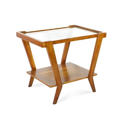 Manifattura italiana, Tavolino in legno e vetro, anni '50