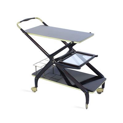Cesare Lacca, Carrello bar in ottone e vetro, anni '50