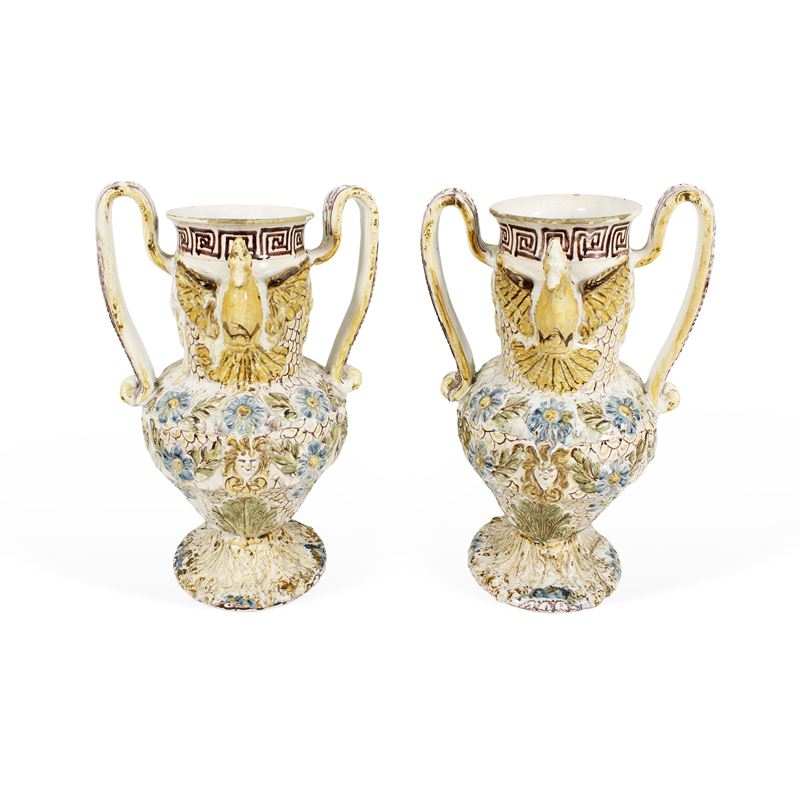 Coppia di vasi in ceramica  (Italia, XIX-XX sec.)  - Asta ASTA A TEMPO Ceramiche e porcellane - San Luca Casa d'Aste