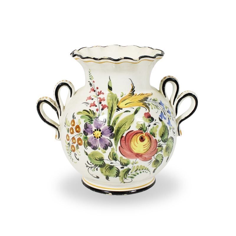 Vaso in ceramica smaltata  (Italia, XIX-XX sec.)  - Asta ASTA A TEMPO Ceramiche e porcellane - San Luca Casa d'Aste
