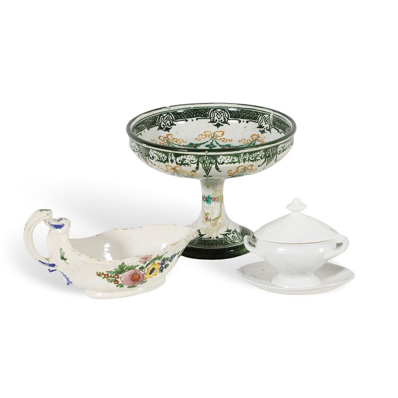 Gruppo di oggetti in ceramica smaltata (3)  (Italia, XIX-XX Sec.)  - Asta ASTA A TEMPO Ceramiche e porcellane - San Luca Casa d'Aste