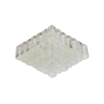 Lampadario quadrato in vetro, Manifattura italiana, anni '60