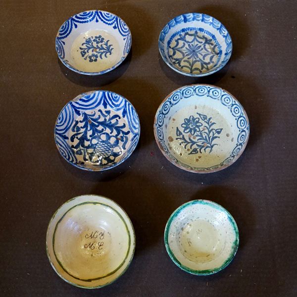 Sei piatti in maiolica