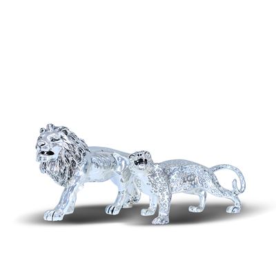Coppia di Sculture in Metallo Argentato