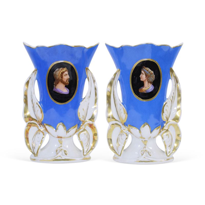 Coppia di vasi in porcellana  (Francia, XIX sec.)  - Asta ASTA A TEMPO Ceramiche e porcellane - San Luca Casa d'Aste