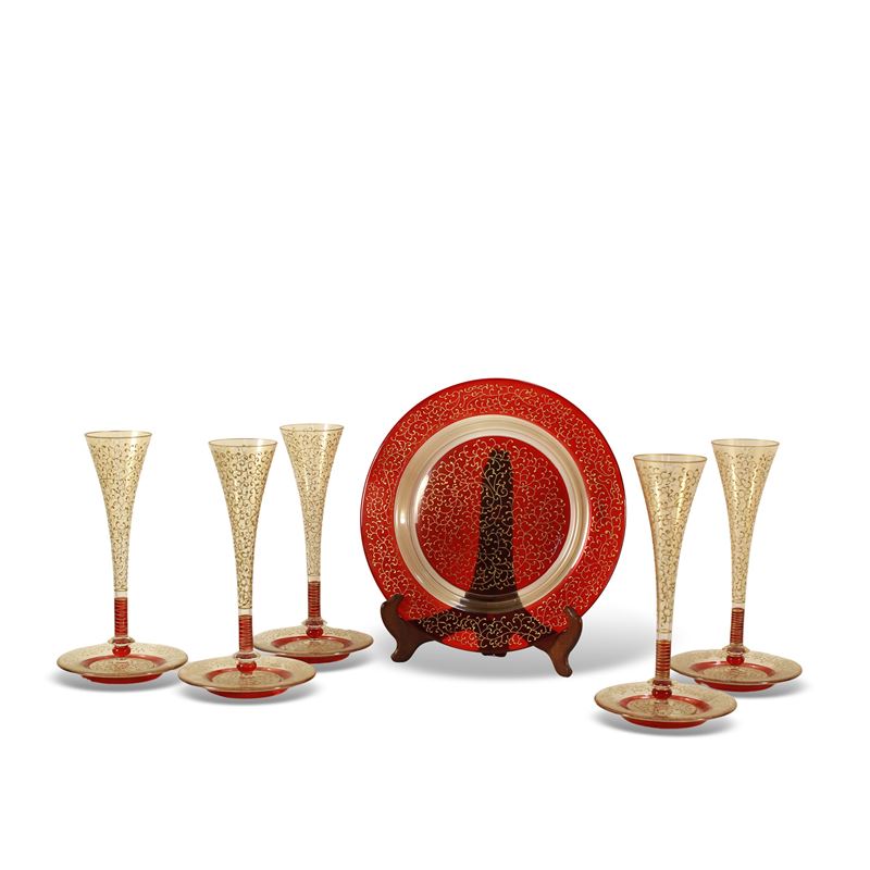 Set da dolce in vetro  (Murano, XX sec.)  - Asta Dimore Venete - San Luca Casa d'Aste