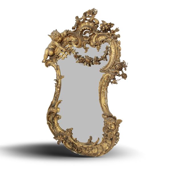 Specchiera in legno dorato
