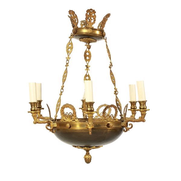 Lampadario a sei luci in stile Impero