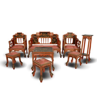 Salotto in Legno Laccato e Dorato (8)
